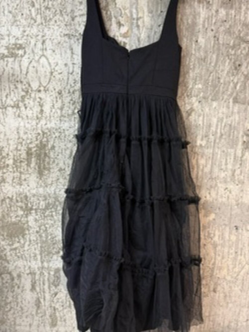 ADRIANNA Women's Square-Neck Midi Mesh Dress Size 6 In Black (Damaged) - Picture 4 of 10